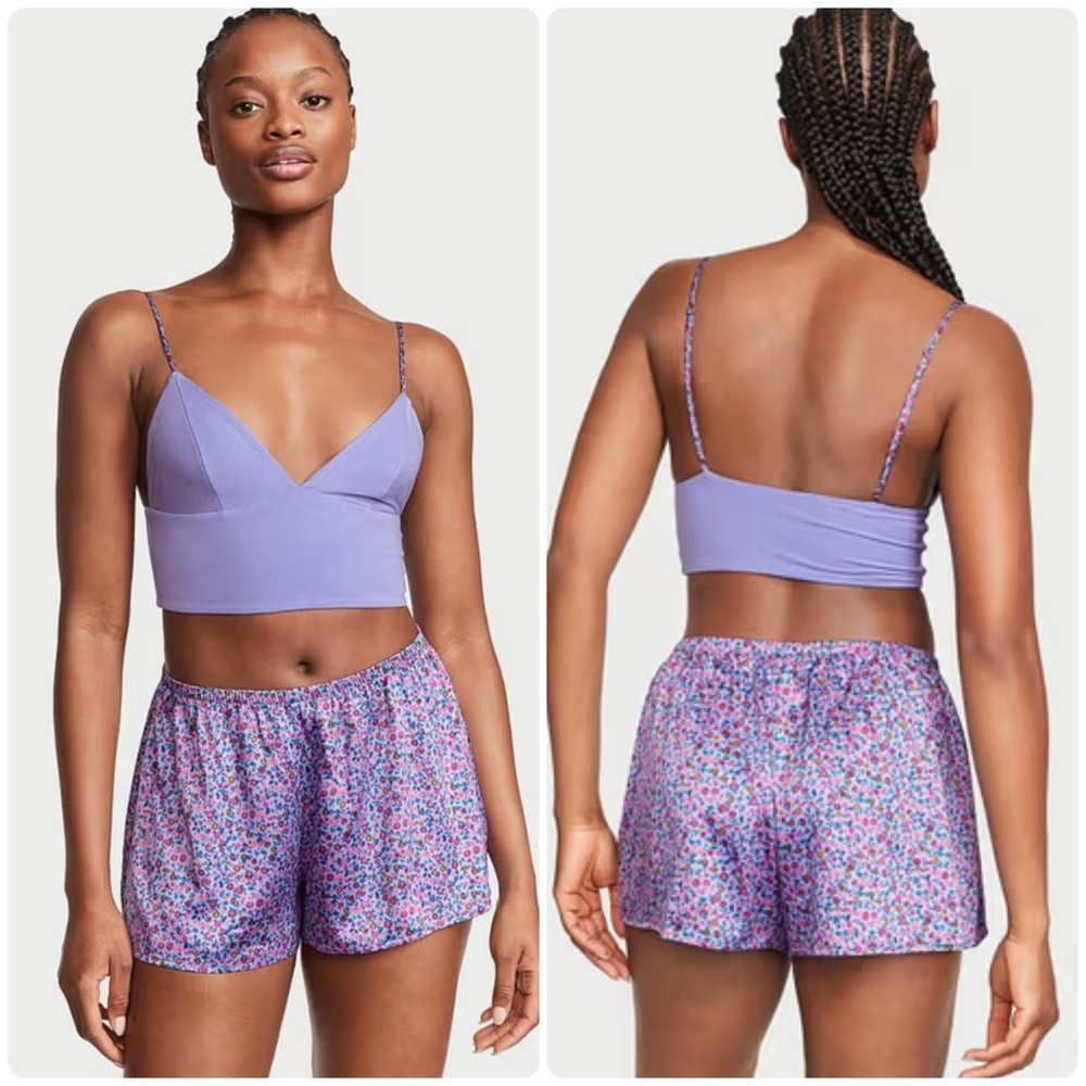 Victoria’s Secret- Floral Lavender Satin PJ Set 🌙✨